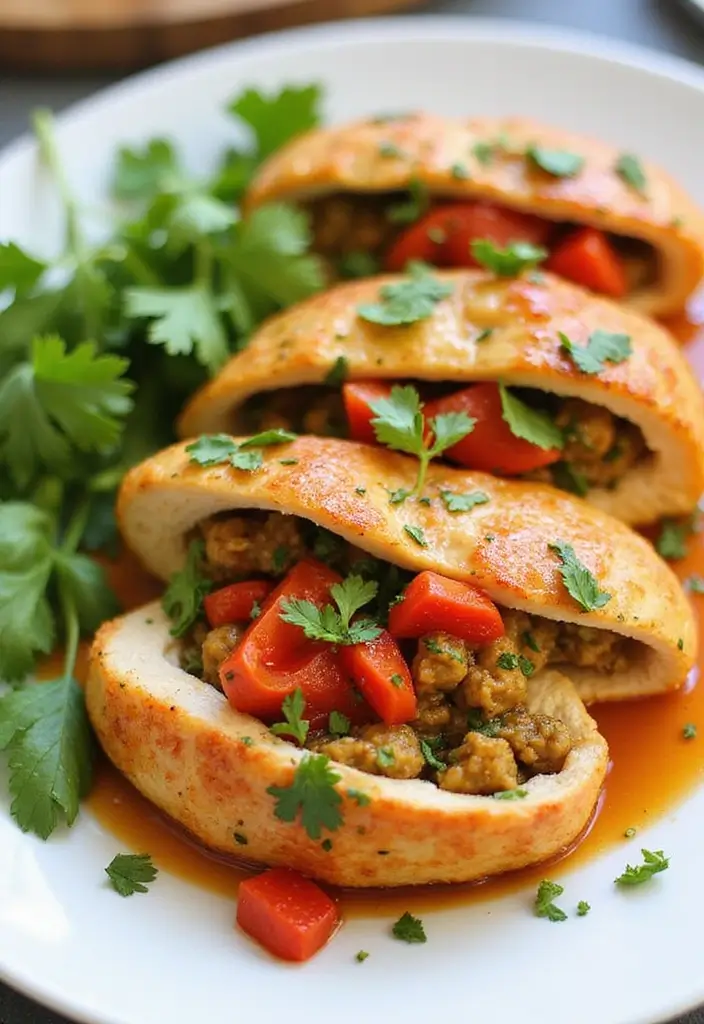 27 Healthy Stuffed Chicken Breast Recipes That Feel Fancy but Easy 25 27 Healthy Stuffed Chicken Breast Recipes That Feel Fancy but Easy - 24. Red Pepper and Cilantro Stuffed Chicken