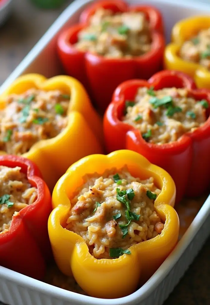 27 Rice-A-Roni Chicken and Rice Recipes That Are Nostalgic & Easy 11 27 Rice-A-Roni Chicken and Rice Recipes That Are Nostalgic & Easy - 10. Stuffed Bell Peppers with Chicken and Rice
