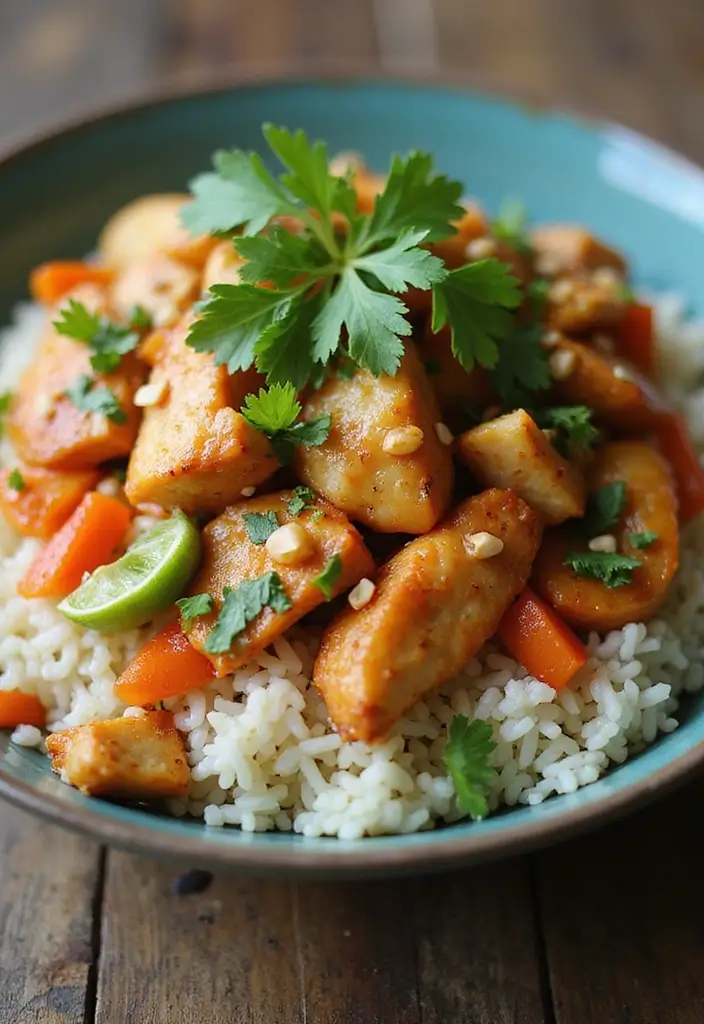 27 Rice-A-Roni Chicken and Rice Recipes That Are Nostalgic & Easy 25 27 Rice-A-Roni Chicken and Rice Recipes That Are Nostalgic & Easy - 24. Thai Chicken and Rice Bowl