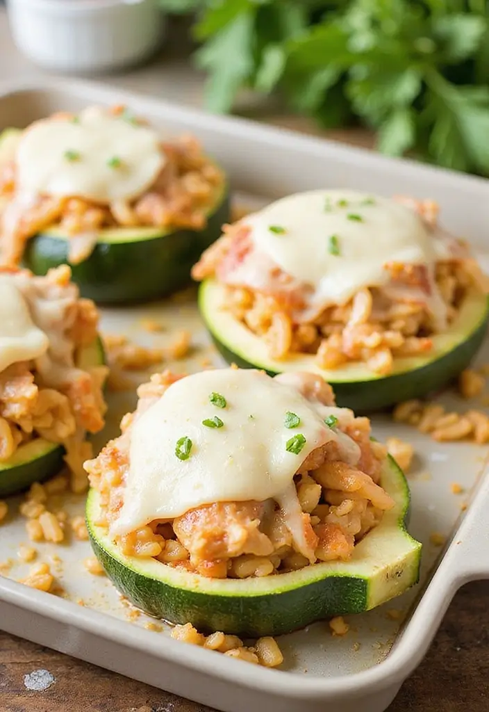 27 Rice-A-Roni Chicken and Rice Recipes That Are Nostalgic & Easy 26 27 Rice-A-Roni Chicken and Rice Recipes That Are Nostalgic & Easy - 25. Chicken and Rice Stuffed Zucchini