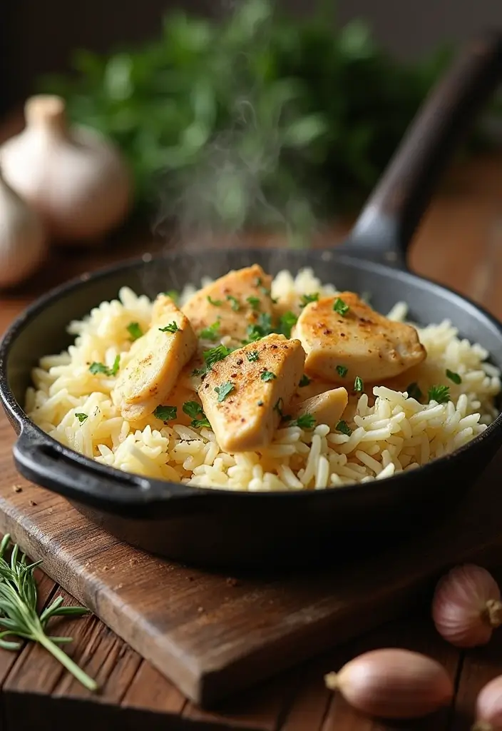 27 Rice-A-Roni Chicken and Rice Recipes That Are Nostalgic & Easy 4 27 Rice-A-Roni Chicken and Rice Recipes That Are Nostalgic & Easy - 3. Creamy Garlic Chicken and Rice Skillet