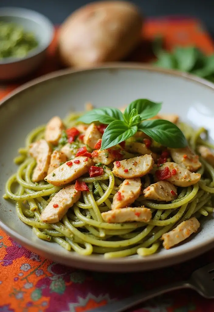 28 Chicken Pesto Pasta Recipes That Taste Bright & Herby 11 28 Chicken Pesto Pasta Recipes That Taste Bright & Herby - 10. Spicy Chicken Pesto Pasta