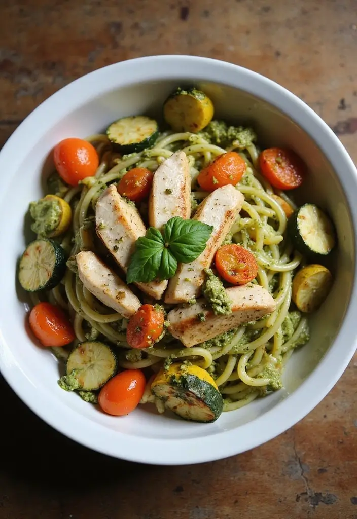 28 Chicken Pesto Pasta Recipes That Taste Bright & Herby 13 28 Chicken Pesto Pasta Recipes That Taste Bright & Herby - 12. Chicken Pesto Pasta with Roasted Veggies