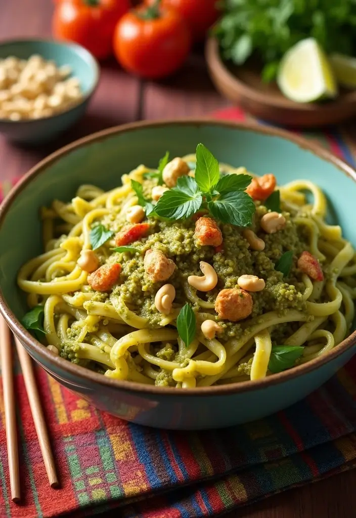 28 Chicken Pesto Pasta Recipes That Taste Bright & Herby 16 28 Chicken Pesto Pasta Recipes That Taste Bright & Herby - 15. Thai Chicken Pesto Pasta