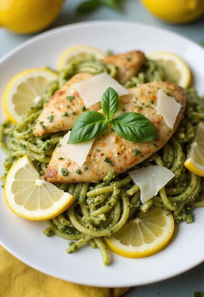 28 Chicken Pesto Pasta Recipes That Taste Bright & Herby 3 28 Chicken Pesto Pasta Recipes That Taste Bright & Herby - 2. Lemon Basil Pesto Chicken Pasta