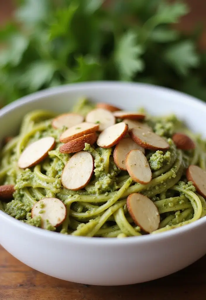 28 Chicken Pesto Pasta Recipes That Taste Bright & Herby 28 28 Chicken Pesto Pasta Recipes That Taste Bright & Herby - 27. Chicken Pesto Pasta with Almonds