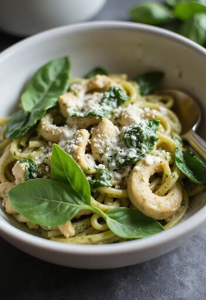 28 Chicken Pesto Pasta Recipes That Taste Bright & Herby 4 28 Chicken Pesto Pasta Recipes That Taste Bright & Herby - 3. Creamy Spinach Pesto Chicken Pasta