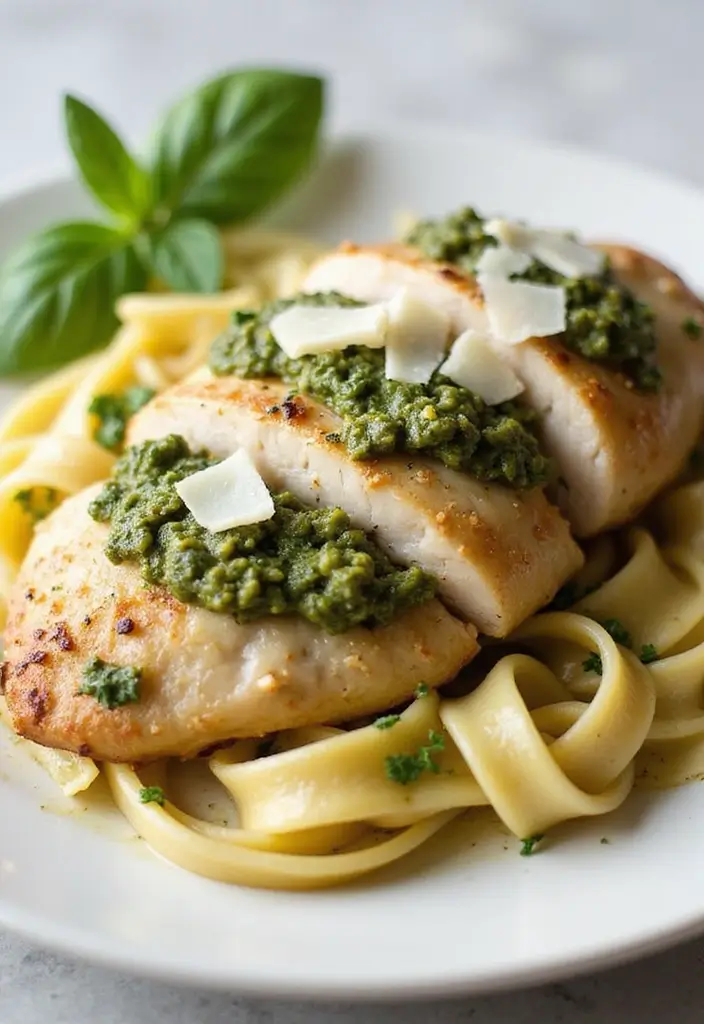 28 Chicken Pesto Pasta Recipes That Taste Bright & Herby 6 28 Chicken Pesto Pasta Recipes That Taste Bright & Herby - 5. Pesto Stuffed Chicken with Pasta