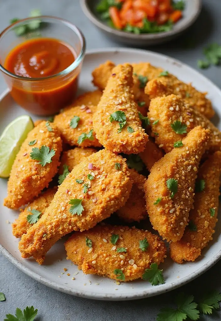 28 Corn Flake Chicken Tenders That Are Crunchy & Family-Friendly 13 28 Corn Flake Chicken Tenders That Are Crunchy & Family-Friendly - 12. Coconut-Curry Corn Flake Chicken Tenders
