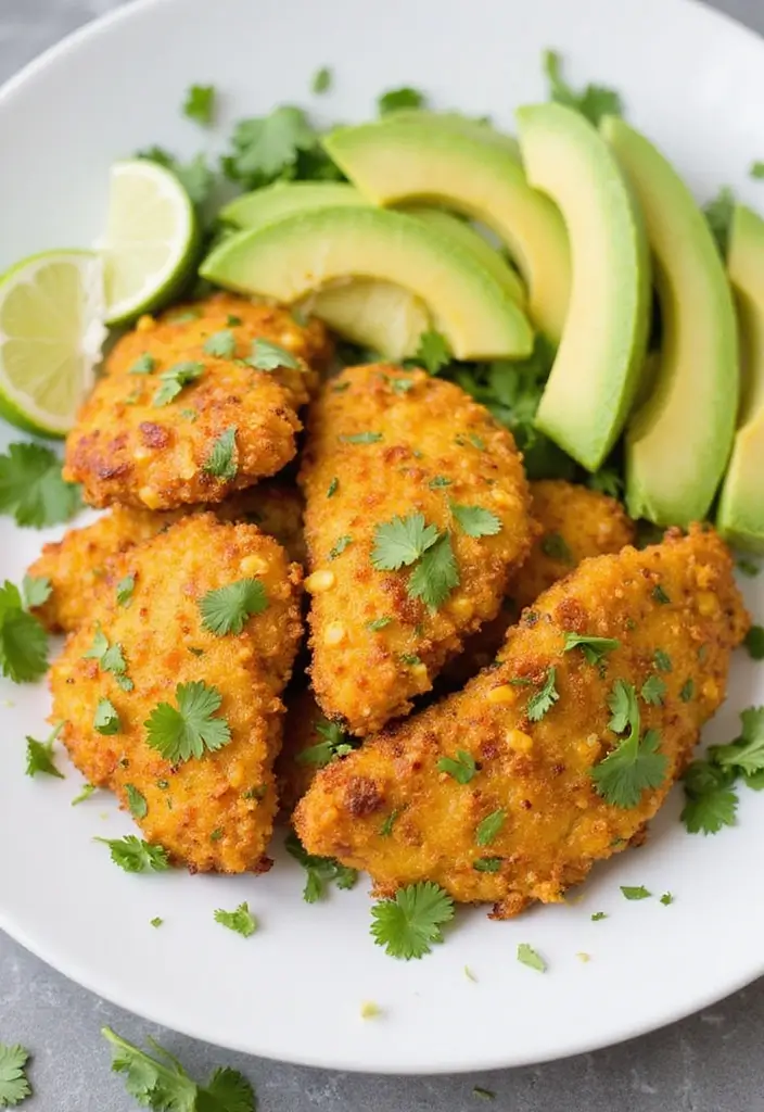 28 Corn Flake Chicken Tenders That Are Crunchy & Family-Friendly 20 28 Corn Flake Chicken Tenders That Are Crunchy & Family-Friendly - 19. Cilantro-Lime Corn Flake Chicken Tenders