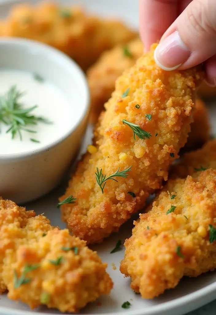 28 Corn Flake Chicken Tenders That Are Crunchy & Family-Friendly 27 28 Corn Flake Chicken Tenders That Are Crunchy & Family-Friendly - 26. Dill Pickle Corn Flake Chicken Tenders