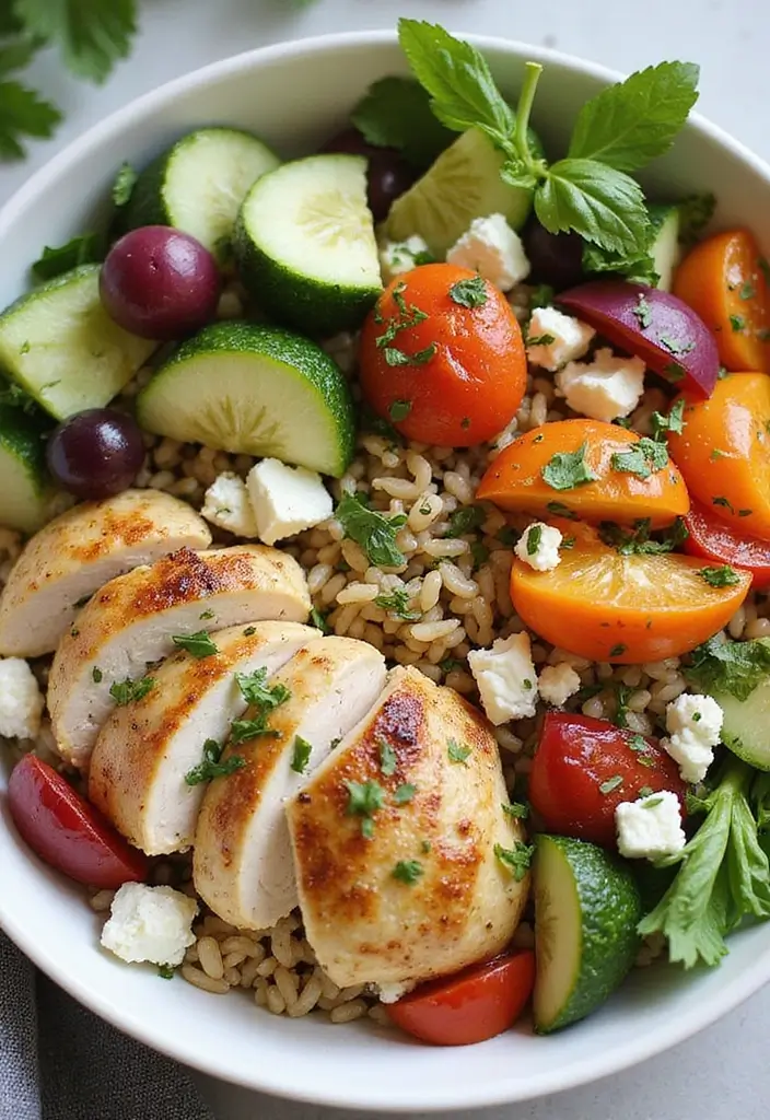29 Chicken and Brown Rice Recipes for Clean Eating 11 29 Chicken and Brown Rice Recipes for Clean Eating - 10. Greek Chicken and Brown Rice Bowl