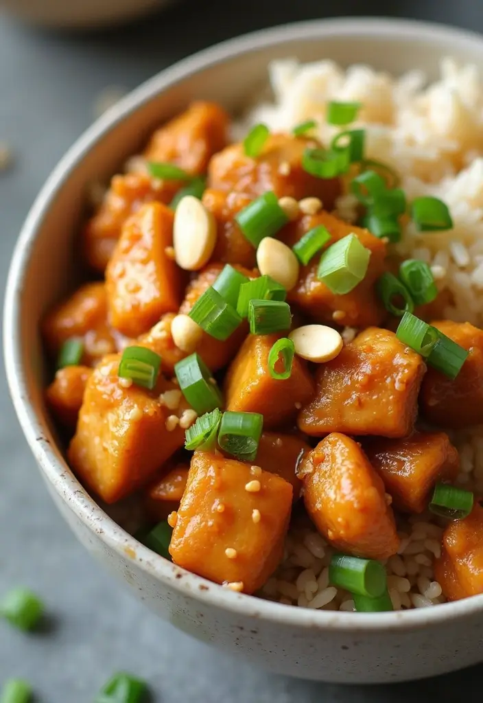 29 Chicken and Brown Rice Recipes for Clean Eating 18 29 Chicken and Brown Rice Recipes for Clean Eating - 17. Peanut Chicken and Brown Rice