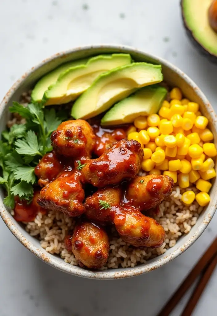29 Chicken and Brown Rice Recipes for Clean Eating 25 29 Chicken and Brown Rice Recipes for Clean Eating - 24. Chicken BBQ Brown Rice Bowl