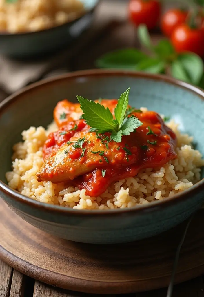 29 Chicken and Brown Rice Recipes for Clean Eating 27 29 Chicken and Brown Rice Recipes for Clean Eating - 26. Chicken and Brown Rice with Tomato Sauce