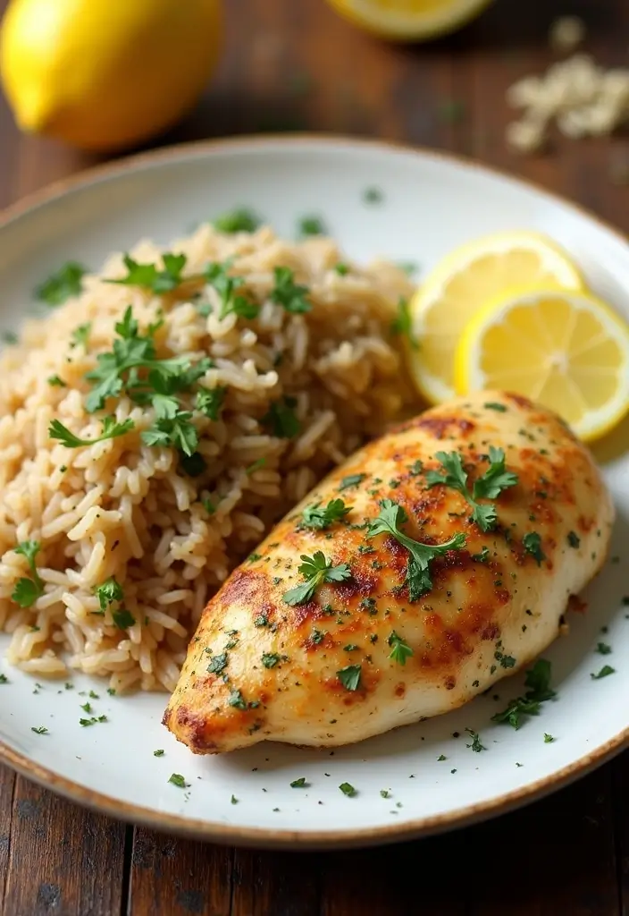 29 Chicken and Brown Rice Recipes for Clean Eating 4 29 Chicken and Brown Rice Recipes for Clean Eating - 3. Lemon Herb Chicken with Brown Rice
