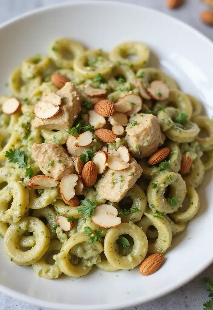 30 Creamy Pesto Chicken Pasta Recipes That Feel Fresh & Filling 17 30 Creamy Pesto Chicken Pasta Recipes That Feel Fresh & Filling - 16. Creamy Pesto Chicken Pasta with Almonds