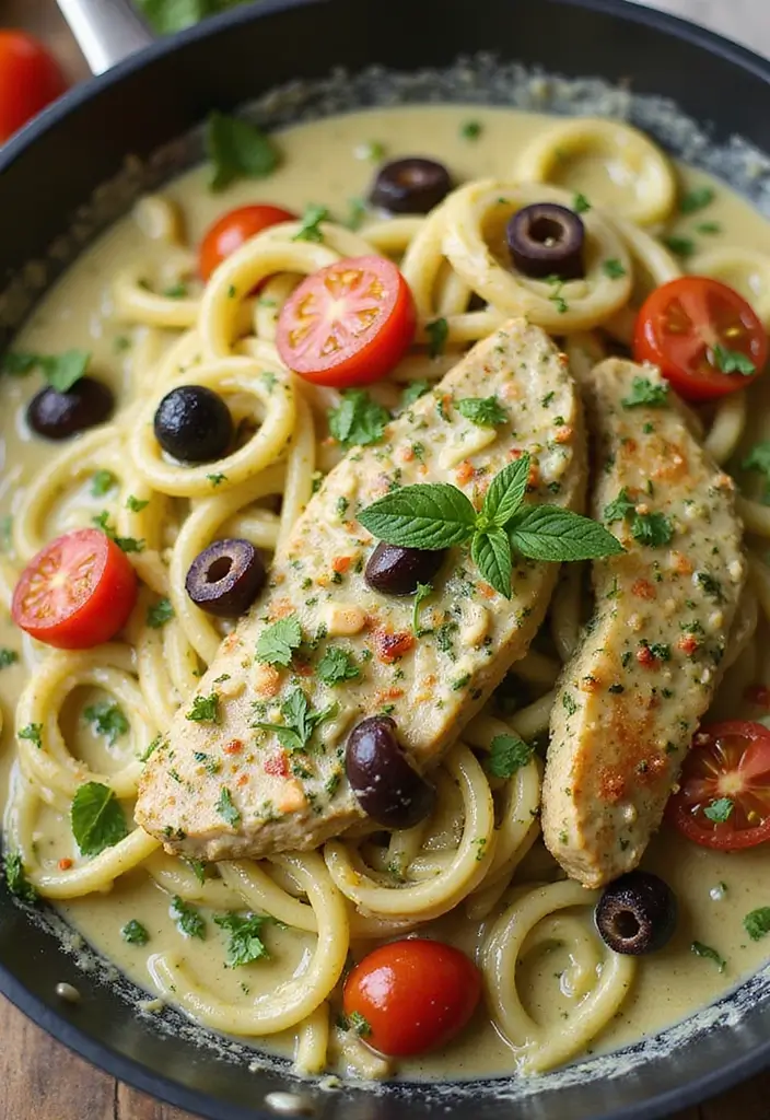 30 Creamy Pesto Chicken Pasta Recipes That Feel Fresh & Filling 22 30 Creamy Pesto Chicken Pasta Recipes That Feel Fresh & Filling - 21. Mediterranean Creamy Pesto Chicken Pasta
