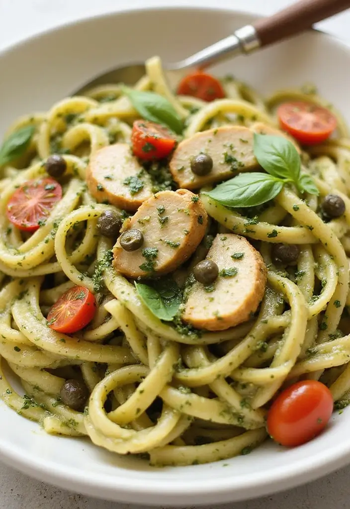 30 Creamy Pesto Chicken Pasta Recipes That Feel Fresh & Filling 26 30 Creamy Pesto Chicken Pasta Recipes That Feel Fresh & Filling - 25. Creamy Pesto Chicken Pasta with Capers