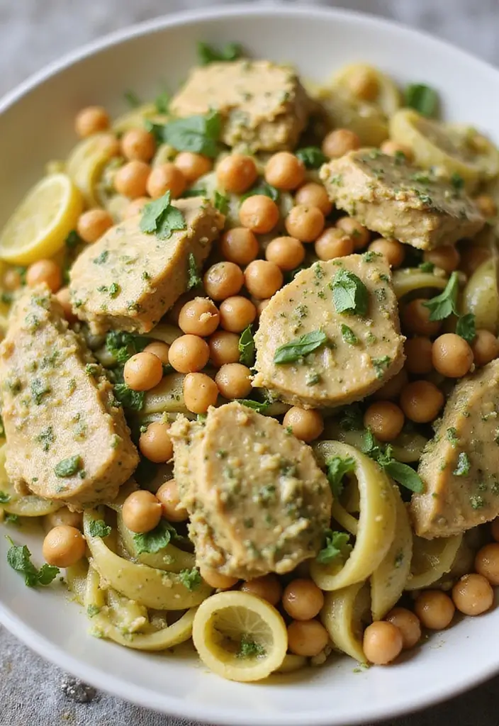 30 Creamy Pesto Chicken Pasta Recipes That Feel Fresh & Filling 27 30 Creamy Pesto Chicken Pasta Recipes That Feel Fresh & Filling - 26. Creamy Pesto Chicken Pasta with Chickpeas