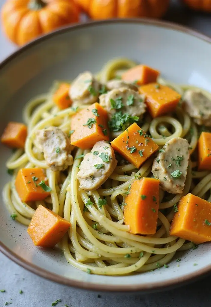 30 Creamy Pesto Chicken Pasta Recipes That Feel Fresh & Filling 28 30 Creamy Pesto Chicken Pasta Recipes That Feel Fresh & Filling - 27. Pumpkin Creamy Pesto Chicken Pasta
