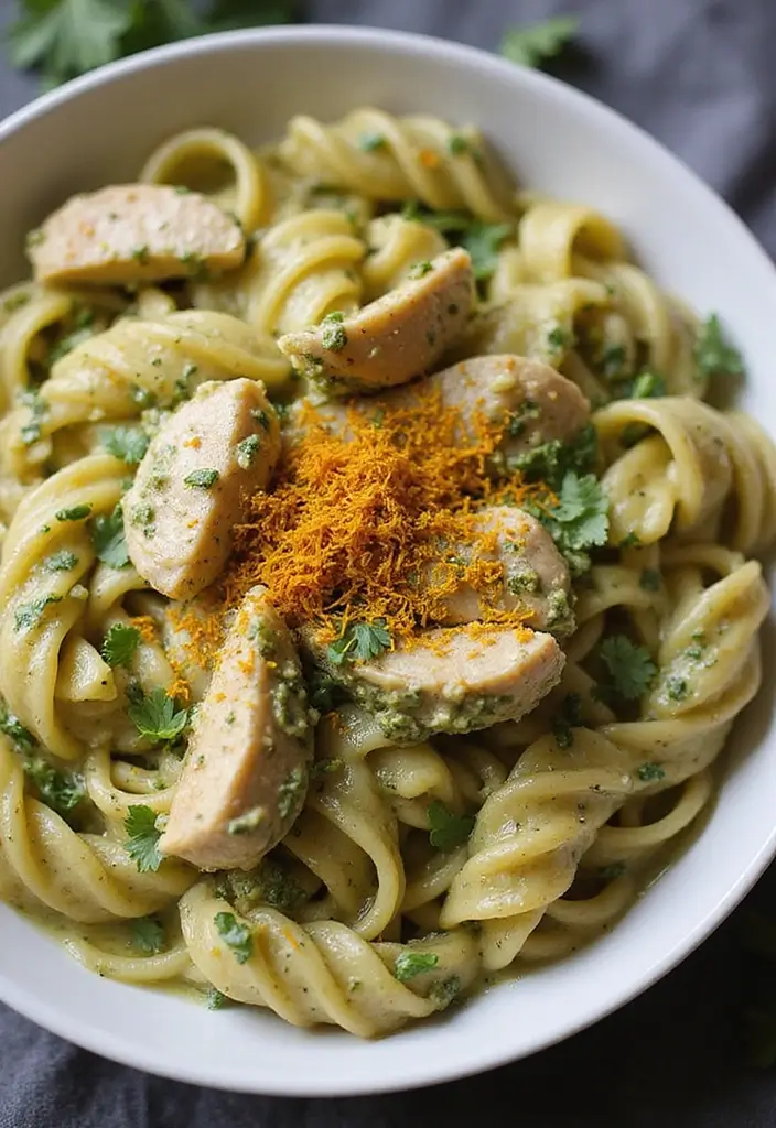 30 Creamy Pesto Chicken Pasta Recipes That Feel Fresh & Filling 31 30 Creamy Pesto Chicken Pasta Recipes That Feel Fresh & Filling - 30. Creamy Pesto Chicken Pasta with Saffron