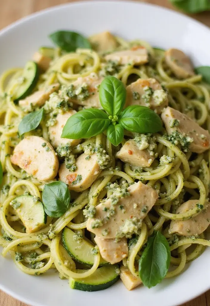 30 Creamy Pesto Chicken Pasta Recipes That Feel Fresh & Filling 8 30 Creamy Pesto Chicken Pasta Recipes That Feel Fresh & Filling - 7. Creamy Pesto Chicken Pasta with Zucchini Noodles