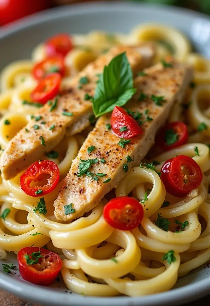 30 Creamy Pesto Chicken Pasta Recipes That Feel Fresh & Filling 10 30 Creamy Pesto Chicken Pasta Recipes That Feel Fresh & Filling - 9. Roasted Red Pepper Creamy Pesto Chicken Pasta